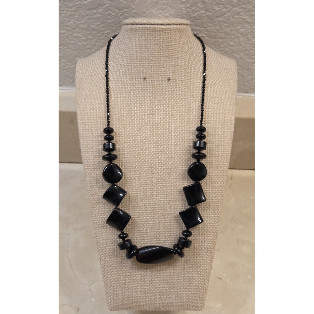 D'Joy Sterling Silver,‎ Black Agate & Thai Black Spinel Necklace 20 Inches